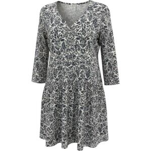 Peruvian Connection Blue Floral Dress XS Cotton Blend Lightweight 3/4 Sleeve